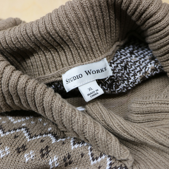 Studio Works Brown Vneck Long Sleeve Sweater - Picture 4 of 5
